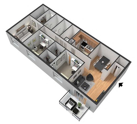 Floor plan for 3 beds, 2 baths, 1580 sqft